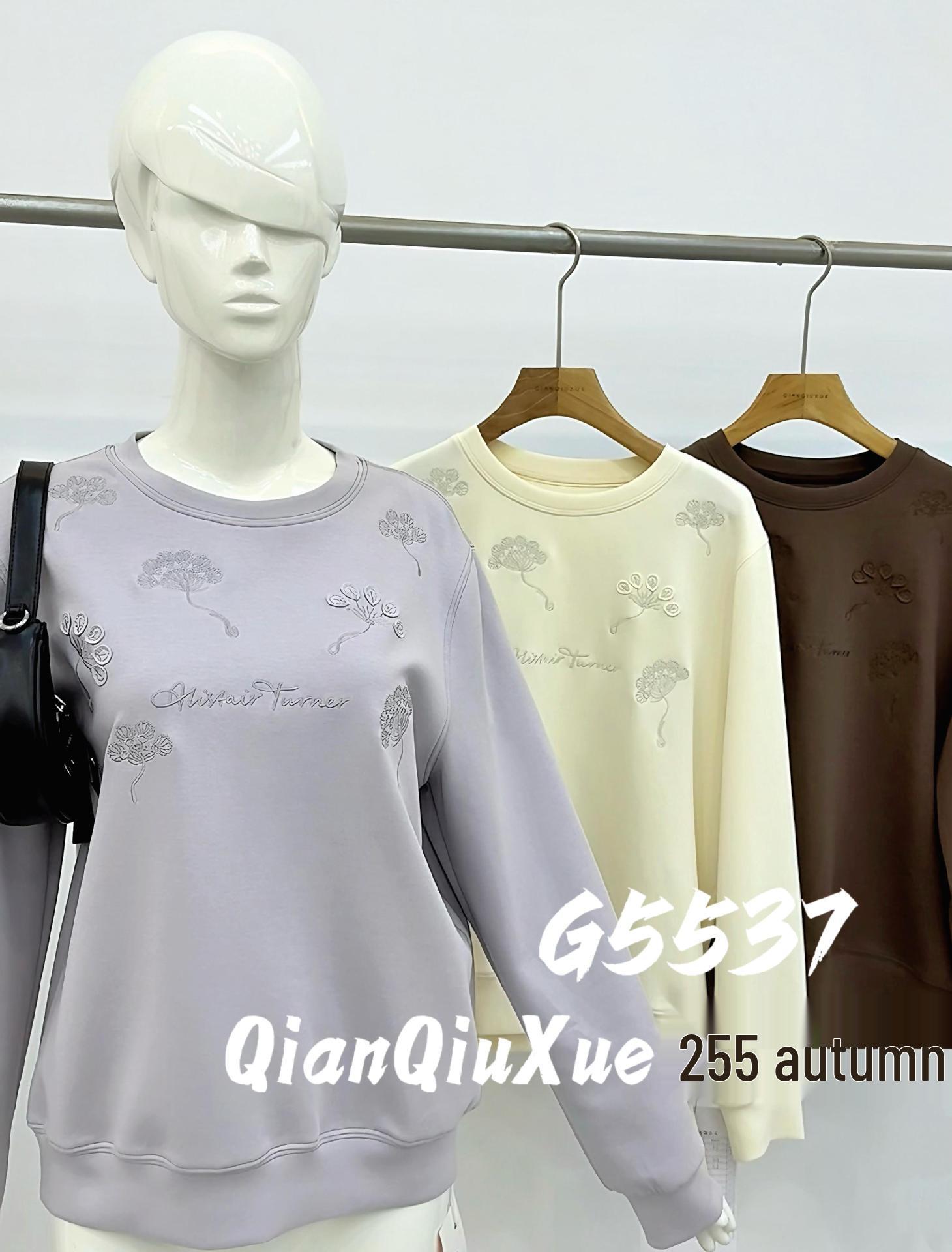 WANYE Women s Vintage Embroidered Round Neck Sweatshirt - Loose Fit Long Sleeve Pullover for Early Autumn One Size 3330₽