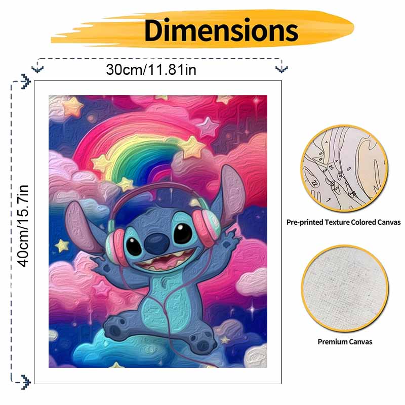 Disney Stitch Rainbow Clouds Oil Paint Digital Painting Art Kit Handmade DIY Painting Kit Home Decor