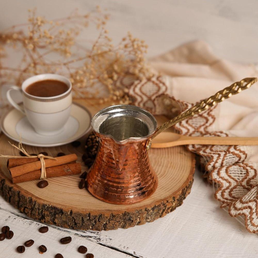 Durable Coffee Maker Antique Copper Looking Butter Melter Turkish Copper Coffee Pot Stove Top