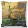 Newest American Countryside Oil Painting Cushion Cover Beautiful Scenery The Castle Lighthouse Sofa Throw Pillowcase