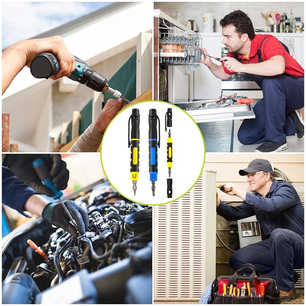Multifunction 4 in 1 Pen Style Screwdriver with Magnetic Tips Double Ended Crossing Flathead Tips Pocket Screwdriver