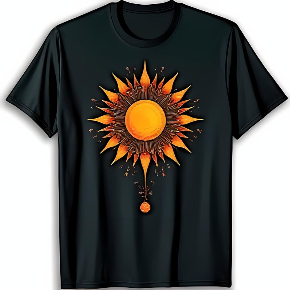 Stylish Black TShirt with Vibrant amp Yellow Sun Graphic Unisex T-Shirt XXL