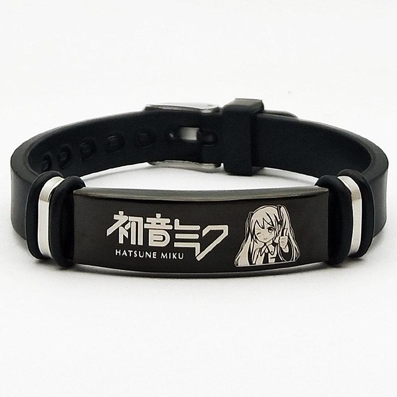 cartoon anime titanium stalen armband, cosplay accessoire rekwisiet siliconen armband, verjaardagscadeau black