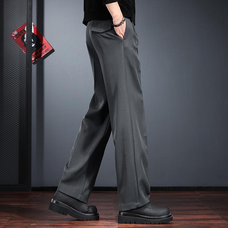 JieLeNuo Men's 2026 Spring Loose Straight Suit Pants