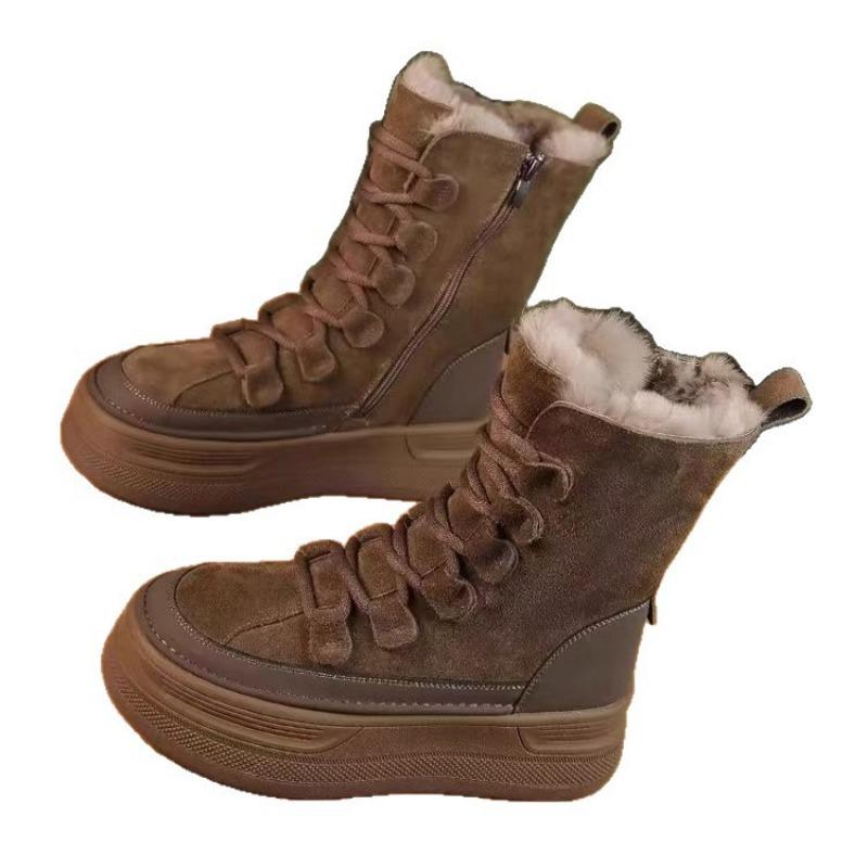 New Retro Thickened Ankle Boots for Women, Waterproof and Anti-slip Cotton Shoes