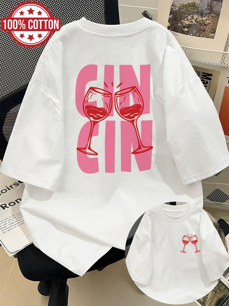 Loose 100% Cotton Y2k Vintage Drink T-Shirts Female Funny T Shirts Egirl Korean Fashion Graphic Tees Tops Women Clothing