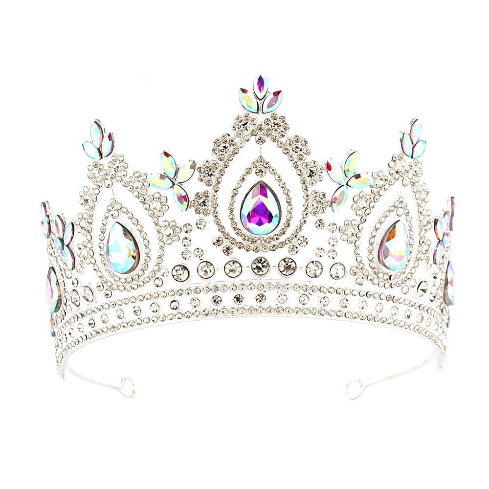 Crystal Decor Bridal Crown Tiara Metal Base Spiked Crystal Tiara Luxury Queen Crown 5