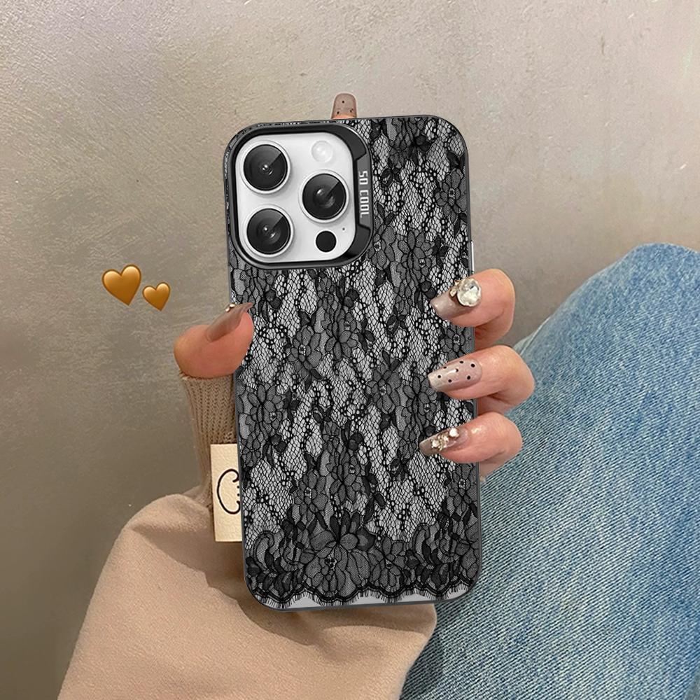 Lace Style Cool Girl Phone Case For IPhone 16 15 14 13 12 11 Pro Max X XR XSMAX 8 7 Plus Matte Shockproof Back Cover