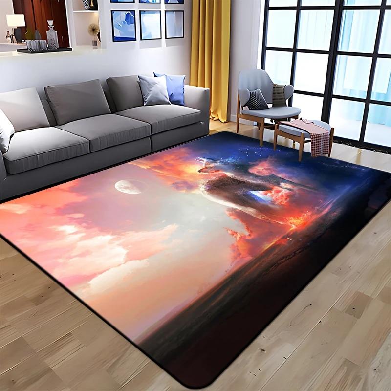 Best Selling Wolf Art Printed Carpet for Living Room Large Area Rug Soft Mat E-sports Chair Carpets Alfombra Gifts Dropshopping