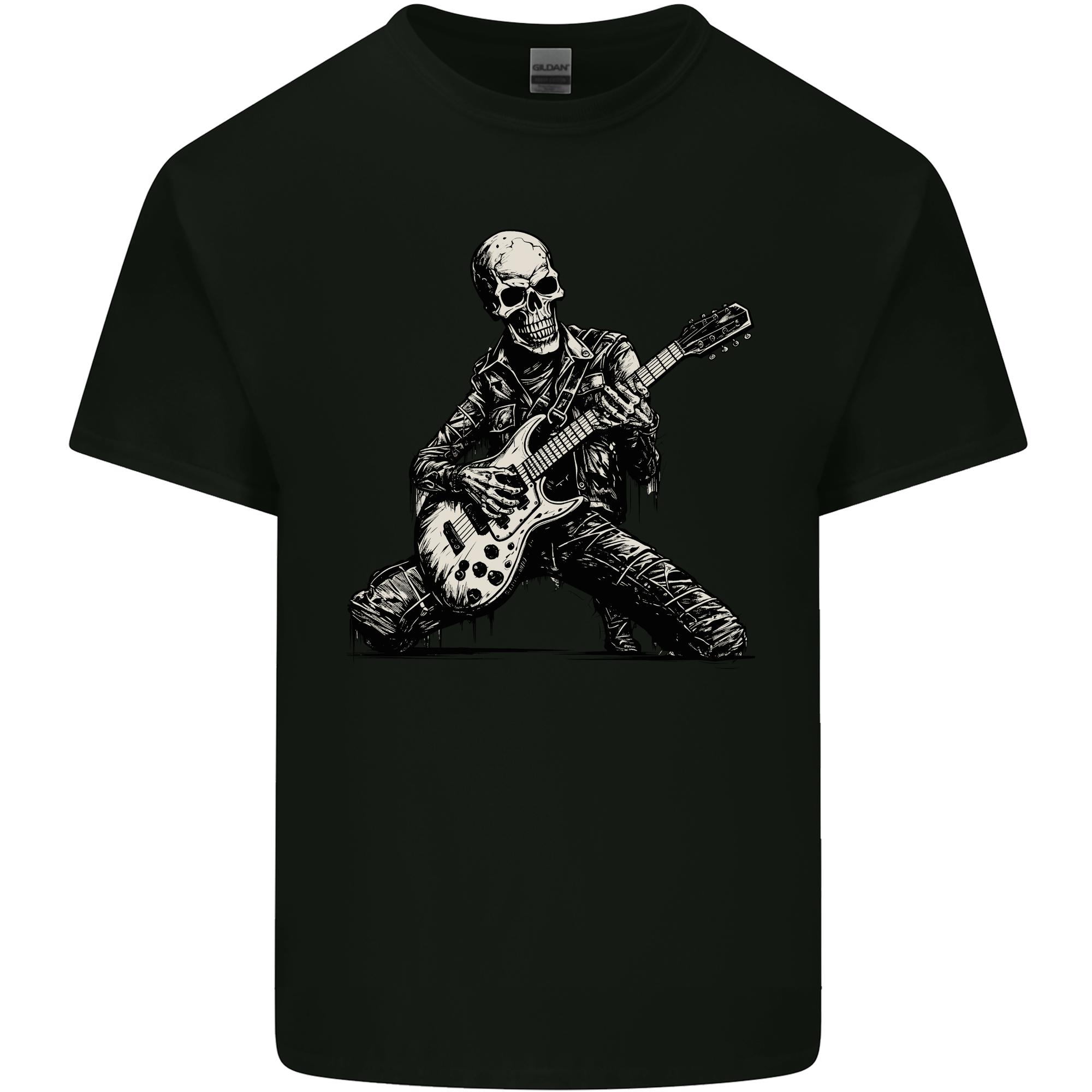 Rock n Roll Skeleton Skull Guitar Player Music Unisexs Light Cotton TShirt S