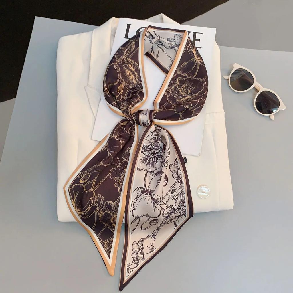 Vintage Horse Print Long Hair Band Ribbon For Women Silk Hair Accessories Trend Girl Bow Scarf Headband Hair Tie