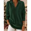 YYFS Women's Fashion Casual Solid Color Print Spring Fall Long Sleeve POLO Neck Pullovers & Long Sleeves