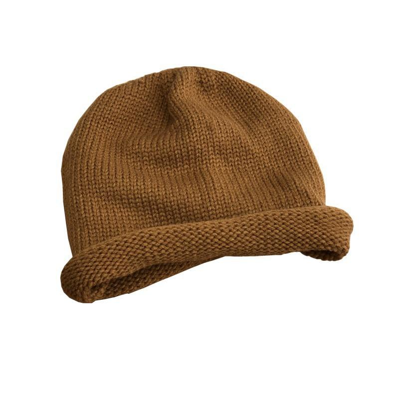 Autumn and Winter Japanese Wool Hats for Women Korean Style Trendy Solid Color Ear Protection Hat Curled Edge Pile Hat Warm Knitted Cold Hat