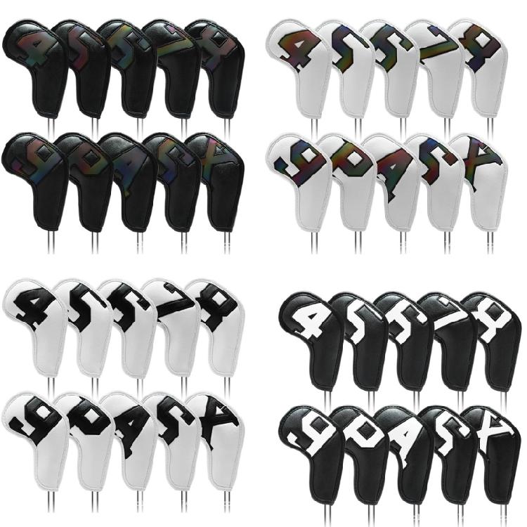 10Pcs PU Leather Waterproofs Golfs Iron Head Cover Golfs Iron Head Protective Cover Golfs Accessories Gifts for Golfers