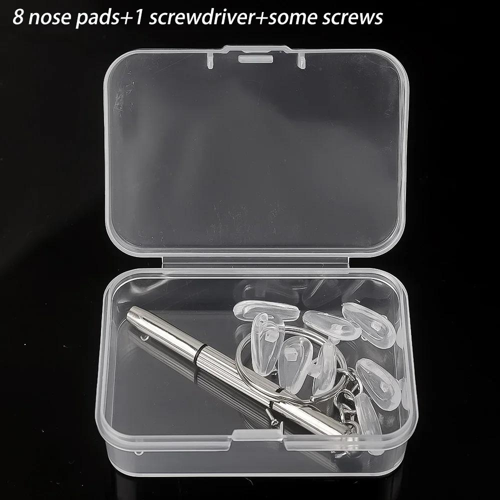 20sets Silicone Nose Pads for Glasses with Screwdriver Soft Air Chamber Eyeglasses Anti-slip Nose Pad Screw Replace Repair Tools