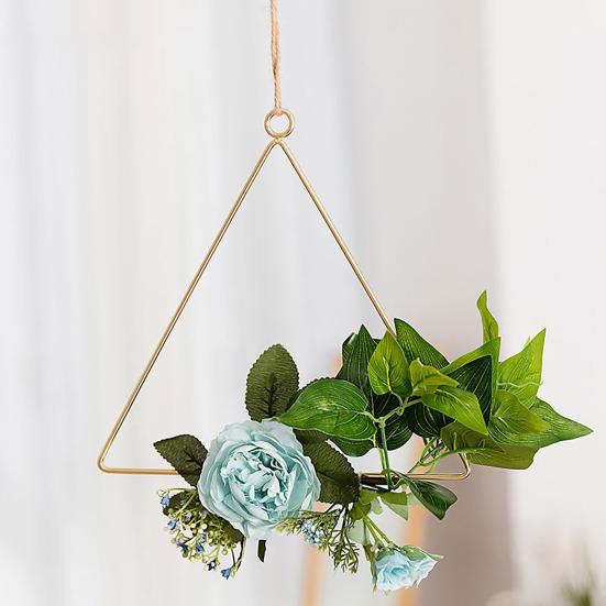Yousheng Floral Hoop Wreath, Metal Wall Hanging with Flower Decor, Durable Wear-Resistant Floral Hoop Wreath, for Garden Balcony Windowsill
