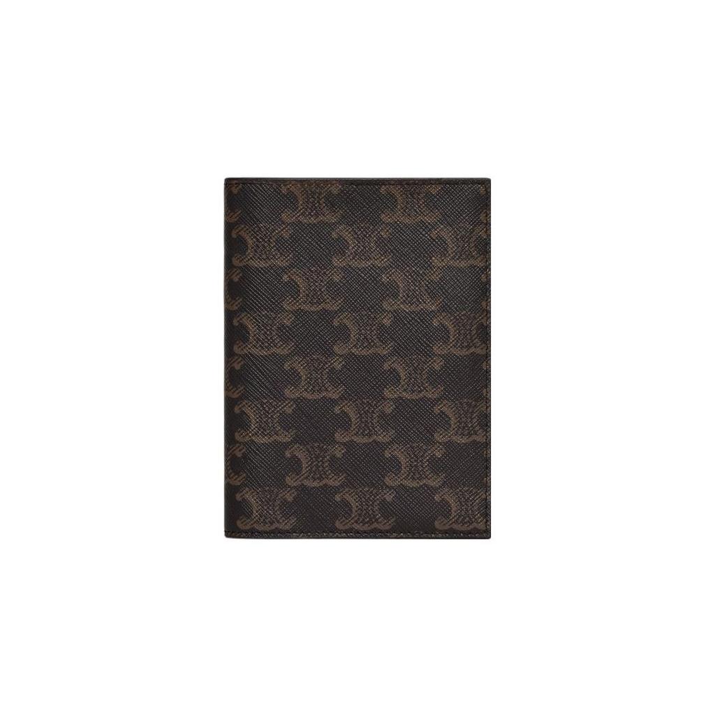 Celine Triomphe Monogram Canvas Passport Holder Men accessories Black Brown 4M3432AK1-04BT