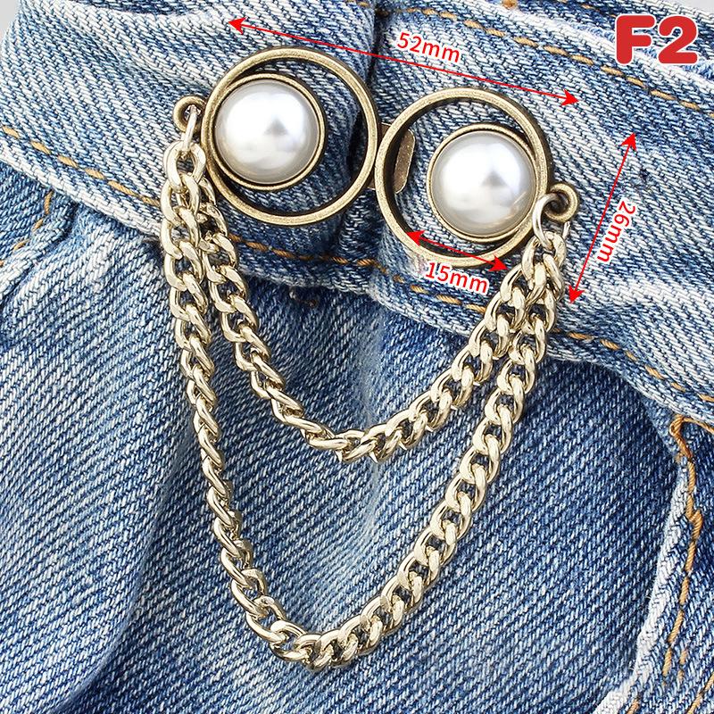 Ajusteur de Bouton de Jean Pour Pantalons Jupes Bouton Perle Gland Fermeture Pression Épingle de Pantalon Sans Couture Boucle de Taille de Jean Accessoires