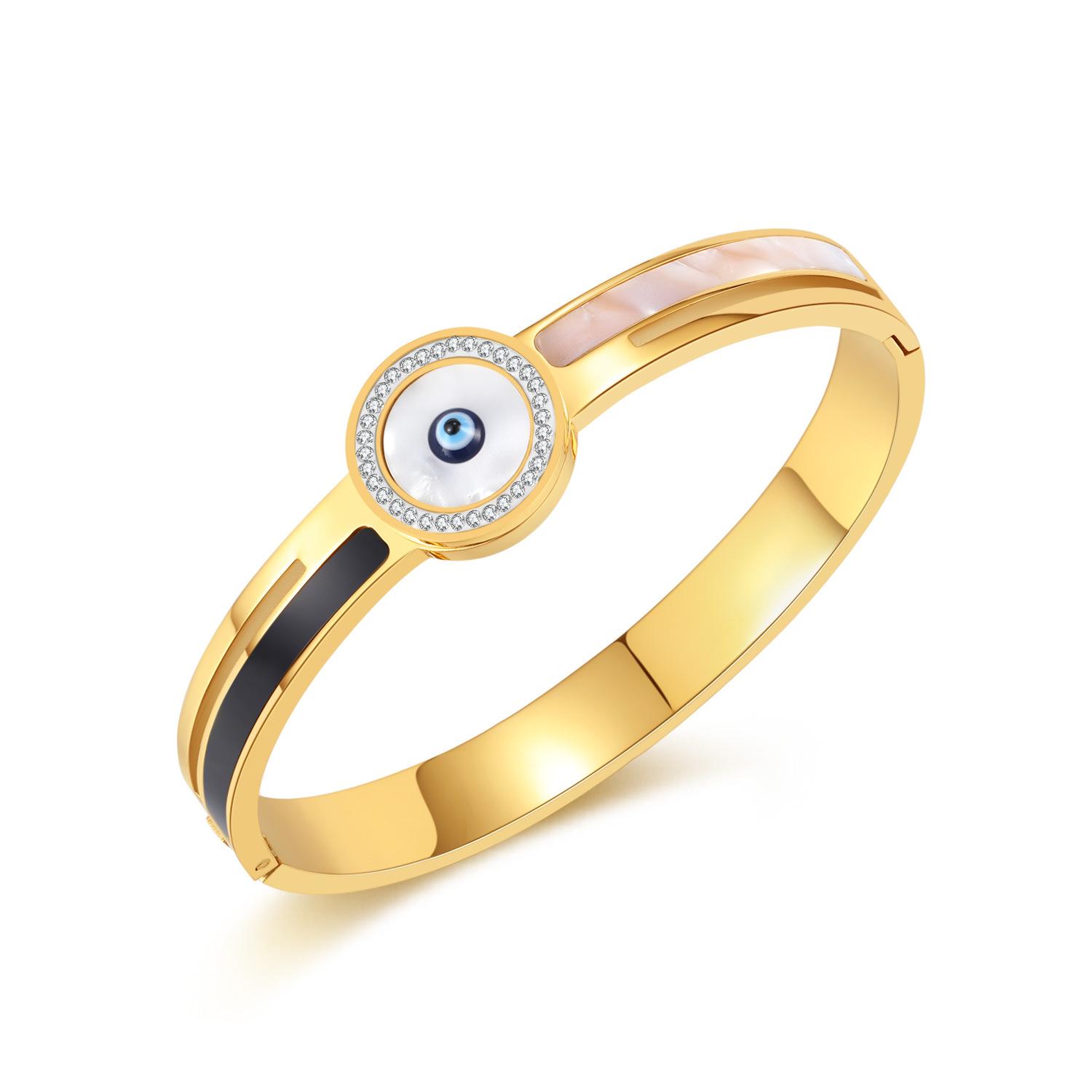 

OPK Jewelry Винтажный браслет из нержавеющей стали с бриллиантами Злой глаз