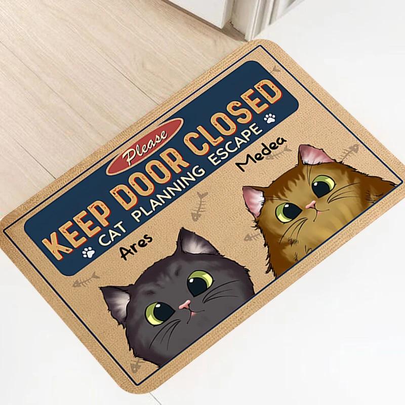 Funny Cute Cat Welcome Doormat Machine Washable Anti-slip Floor Mat Home Decor Living Room Bedroom Kitchen Entrance Foot Mats