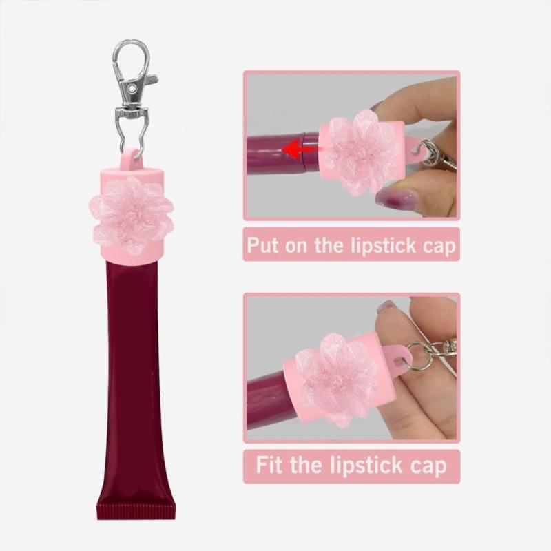 Portable Silicone Lip Gloss Keychain Cap Leak Proof Design Travel Friendly Cosmetic Container For Travel TouchUps