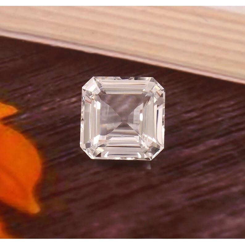 AAA Flawless 13x13 Heated Ceylon White Sapphire Asscher Cut Loose Gemstone