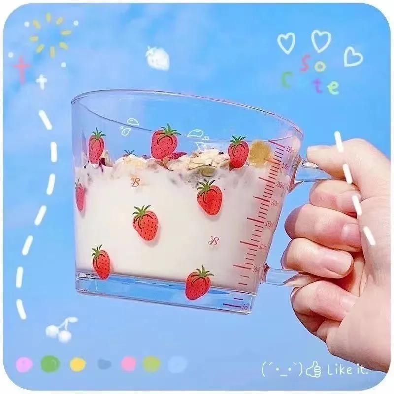 Small Fresh Floral Mouthed Glass Handle Cup