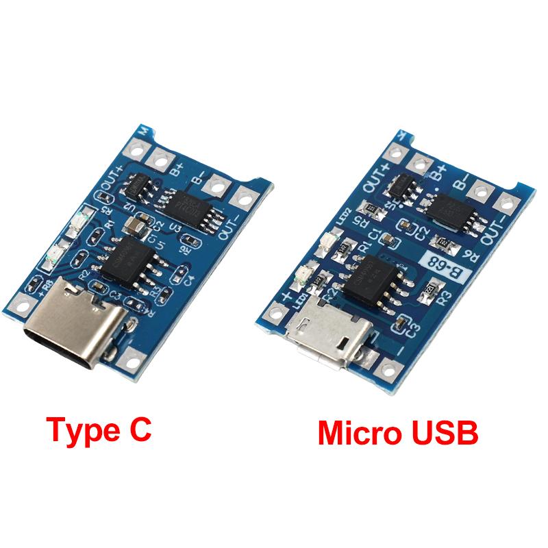 

1-20Pcs Type C/Micro USB Charging Board Connector Plug for 18650 Lithium Battery USB C 5V 1A Charger Module With Protection 1Pcs