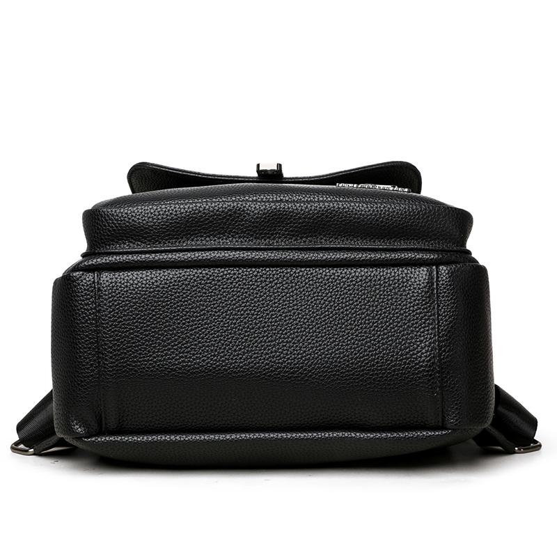 Women's Retro Solid Color Outdoor Backpack Soft Leather Large Capacity Backpack