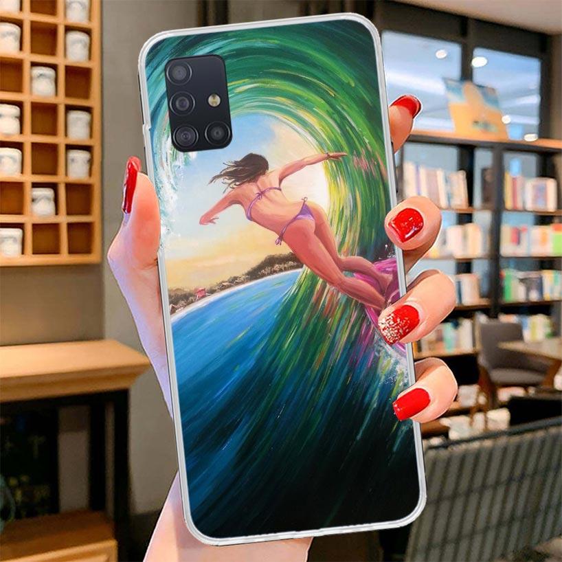 Surf Board Aesthetic Cover Phone Case For Samsung Galaxy A12 A22 A32 A52 A72 A02S Phone Case Note 20 Ultra 10 S10 Plus A51 A71 A