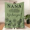 NANA Snuggle Blanket - Solid Light Green with Floral Line Art, Warmth As a Big Hug from Us, We Love You! Perfect Gift for Sentim