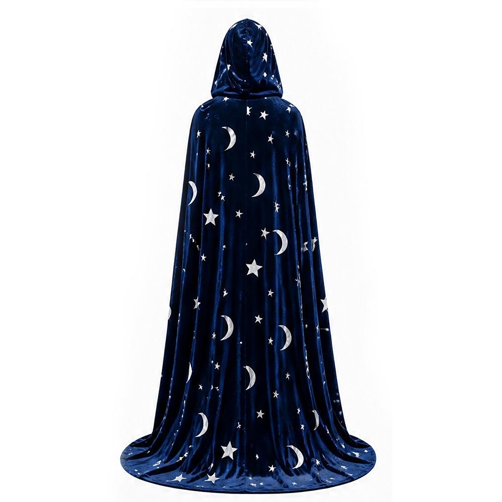 Con Capucha Oversize Capa con Capucha de Halloween Estampado de Luna y Estrellas Capa Vintage con Capucha