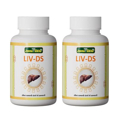 Jeena Sikho LIV-DS Ayurvedische Kräuter-Leber-Wellness-Kapseln mit Bhumiamla Kasani Himsra Unterstützung 60 Kapseln Packung mit 2
