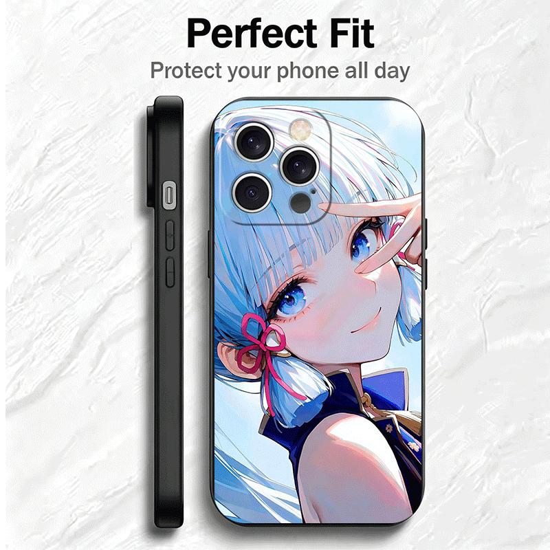 Genshin Impact Kamisato Ayaka Soft Phone Case for iPhone 16 16E 17 Air 15 Pro Max 14 Plus 13 Mini 11 12 7 Black Cover Back Shell