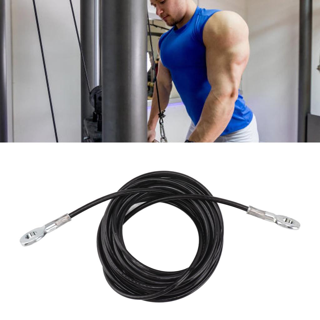 Fitness kladka Lano Nastavitelná Domácí Posilovna Lano Ocelové Lano pro Těžké Použití Domácí Posilovací Vybavení Fitness Cvičení Příslušenství Černá Číslo 3 5m / 16.4ft