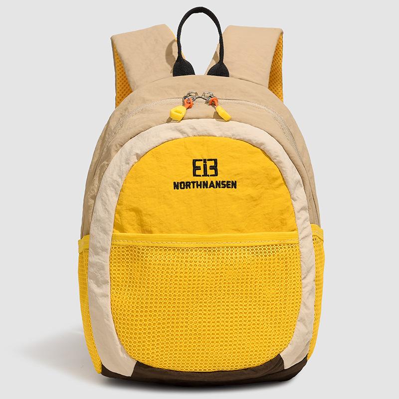 Colorblock Nylon Backpack with Mesh Pocket Lightweight Outdoor Daypack for Travel School Daily