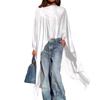2024 Women's Solid Color Irregular Hem Loose Long-Sleeved Fashion Top