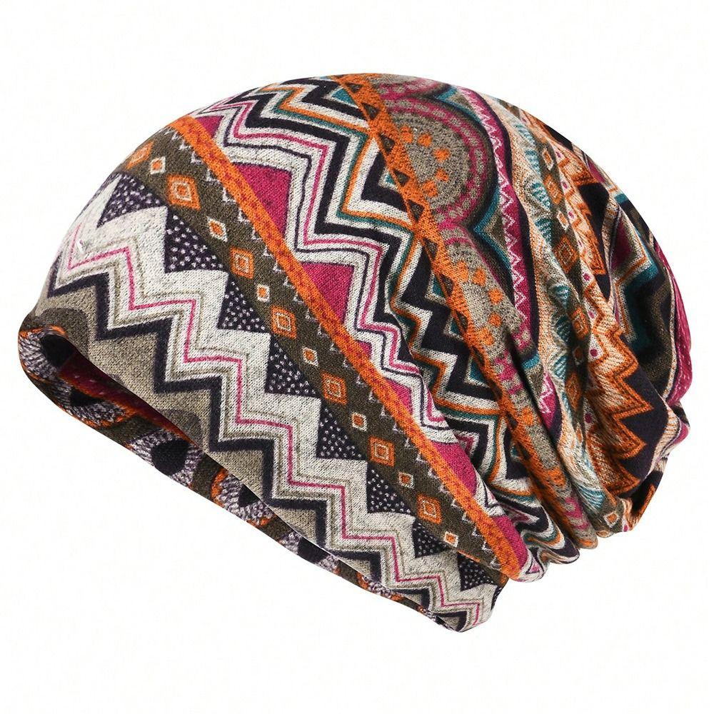Plaid Print Pullover Hat Multifunctional Casual Hedging Cap fashion Turban Hats  Autumn and Winter
