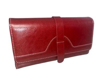 Rebecca Lange Geldbörse, Klappen-Stil, Echtes Rindsleder, Glänzend, Unisex, für Damen und Herren, LR-2267 (Weinrot)