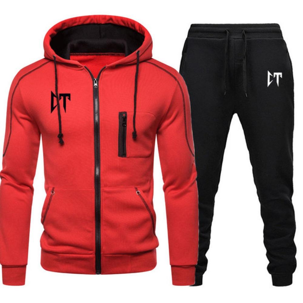 Herren 2-teiliges Trainingsset, Reißverschluss-Cardigan, Jacke, Sweatshirt, Jogger, Laufen, Fitness, Casual, Joggen, Herbst, Neu