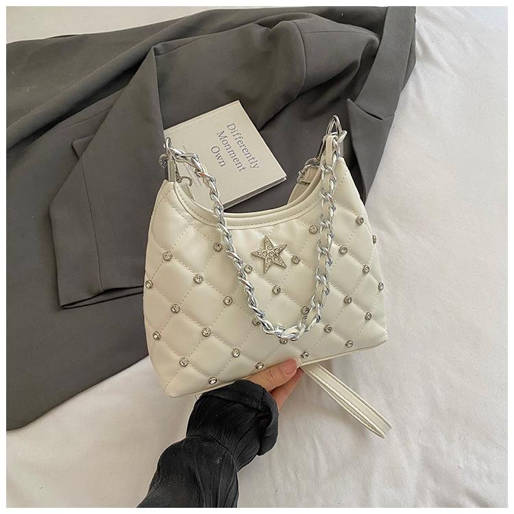 

Xiaoxiangfeng rhombus chain underarm bag women s 2025 new Korean version fashionable versatile large-capacity shoulder messenger bag белый
