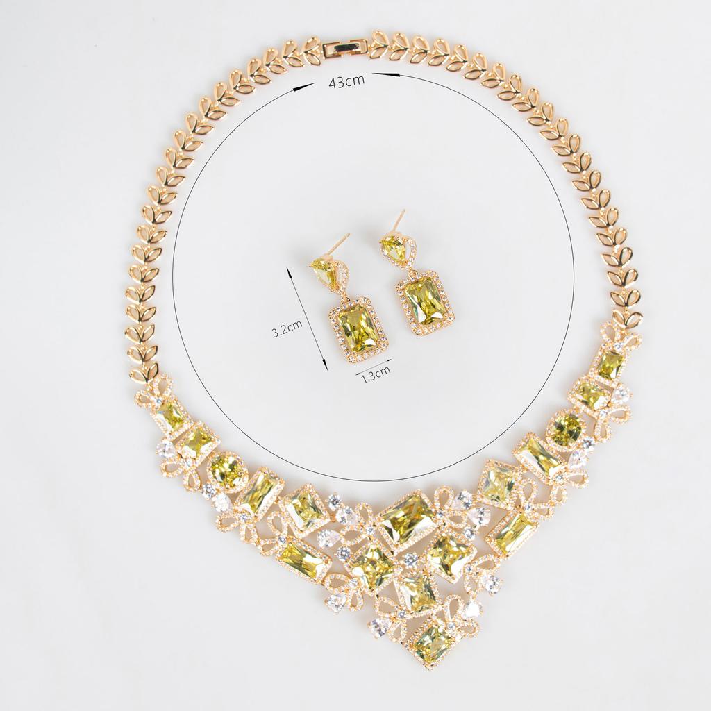 Luxury Jewellery Fashion Translucent Exaggerated Fine Irregular Necklace Earrings Dress Accessories Set Prom Bridal Party M-245