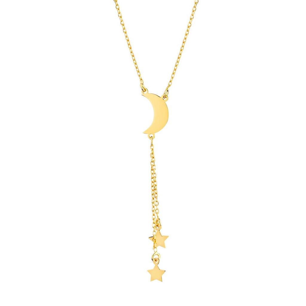 Waterproof 18k Gold Plated Y Shaped Stainless Steel Necklace Fashion Layered Chain Pendants Necklaces for Women
