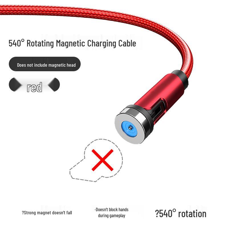 Câble de charge magnétique rotatif à 540°: Câble de données 3-en-1 pliable