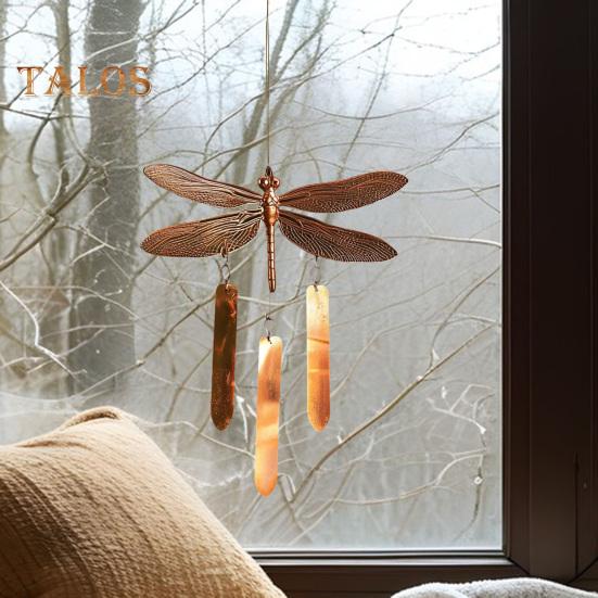 Vintage Dragonfly Wind Chime Weather-proof Indoor Outdoor Garden Patio Metal Dragonfly Hanging Wind Bell Decoration Ornament