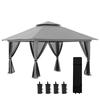 Pop-Up Folding Tent, Adjustable Height, UV50+, Double Roof, Mosquito Nets, 4 X 4 X 2.8 M, Grey