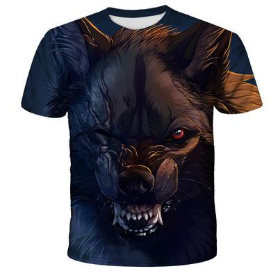 Sommer Rundhals 3D Wolf Gedrucktes Top Modische Lässige Kurzarm Kinder Jungen T-Shirts