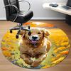 1pc Dog Golden Retriever Flowers Office Round Area Rug,  Mat Suitable ForOffice, Under Office Chairs Bedroom Living Room Home Decor, Room Deco
