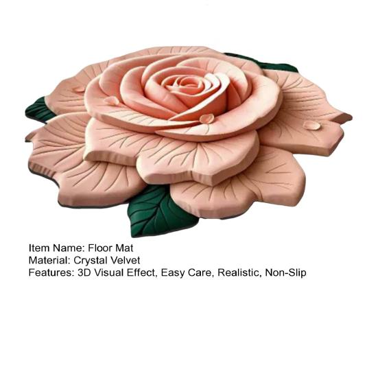 Floral Floor Mat Realistic 3D Visual Effect Flower Carpet Absorbent Floor Rug with Non-Slip