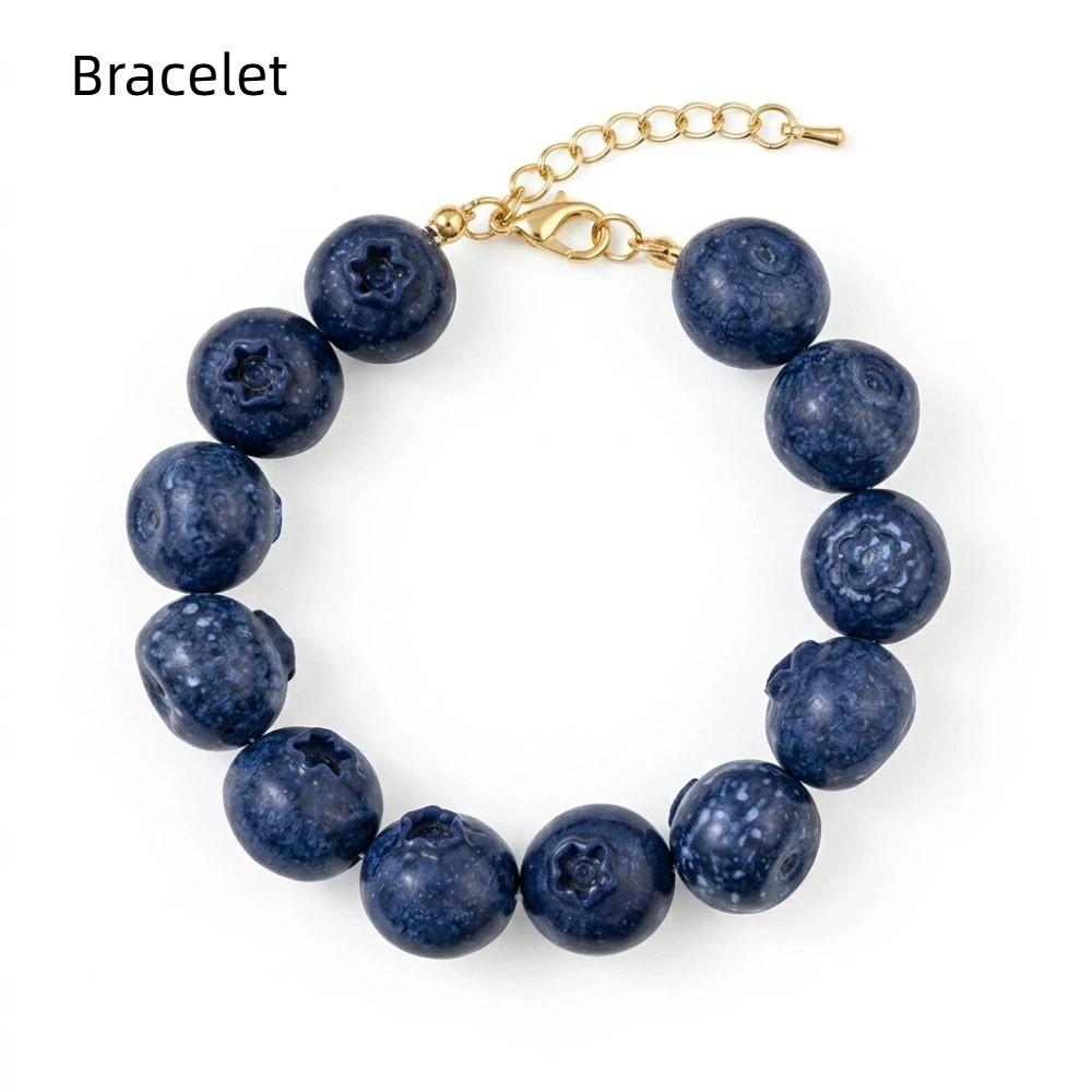 Layered Necklace Bracelet Set Colorful Beads Fruits Bracelet Beaded Clavicle Chain Spring/Summer